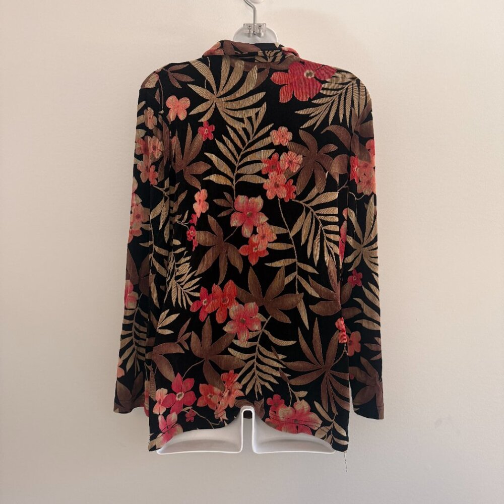 Dressbarn Y2K Black Coral Floral Slinky Blouse | M - Picture 6 of 10